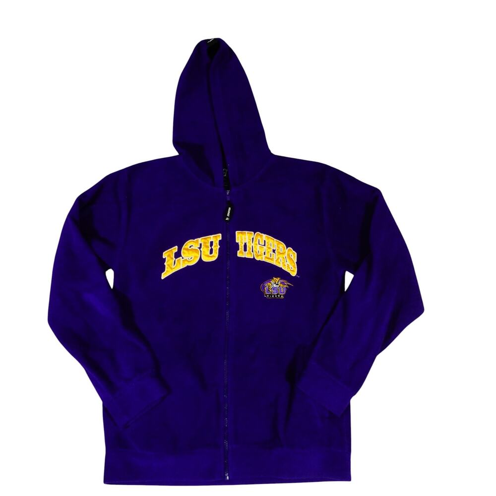 LSU Tigers Team Starter Y2K Hoodie Full Zip Fleece Sweater Men's Large